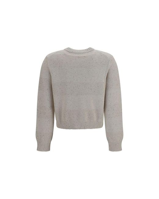 Brunello Cucinelli Gray Beige Cotton Sweatshirt