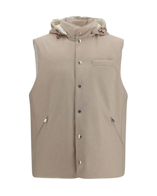 Brunello Cucinelli Gray Wool Down Vest Ovis Aries Jackets for men