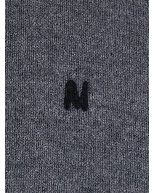 MSGM Gray Crew Neck Sweater With Front Logo for men
