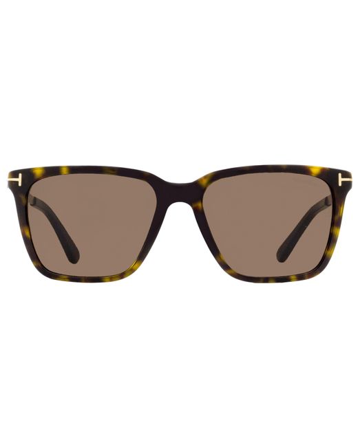 Tom Ford Black Rectangular Sunglasses Tf862 Garrett 52e Dark Havana/gold 54mm for men