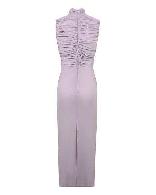 Magda Butrym Purple Jersey Dress With Decorative Flowers Cuprammonium Rayon