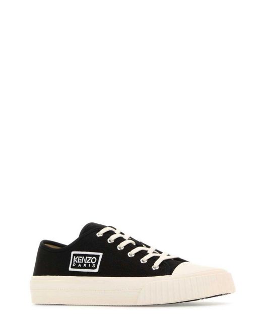 KENZO Black Logo Embroidered Low-Top Sneakers for men