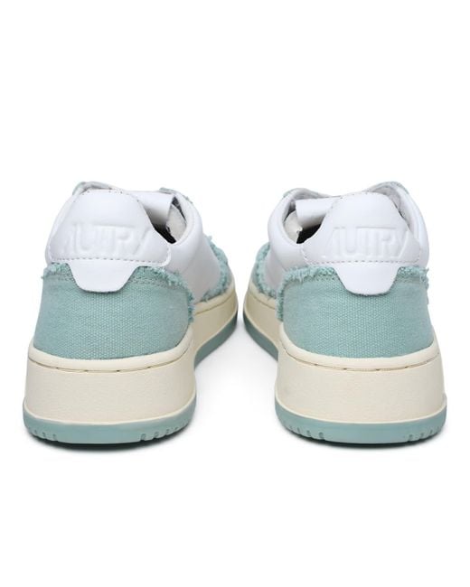 Autry Blue Teal Leather And Canvas Medalist Sneakers