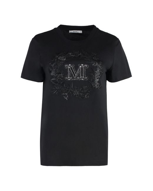 Max Mara Black Elmo Cotton Crew-Neck T-Shirt