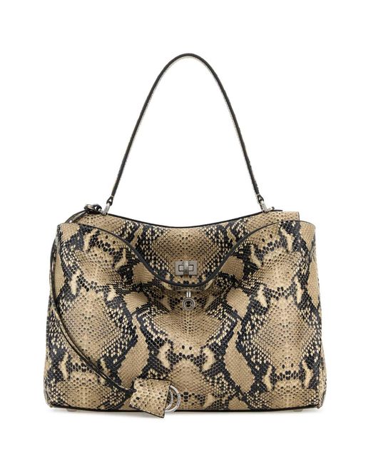 Balenciaga Metallic Printed Leather Medium Rodeo Handbag