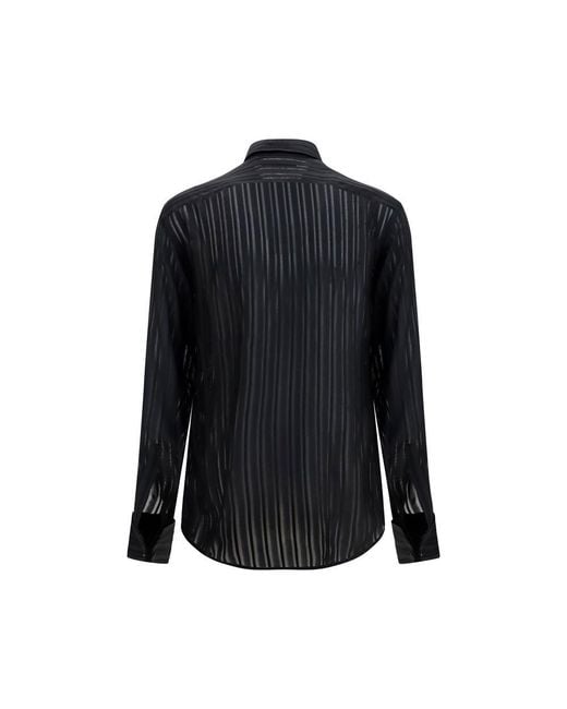 Gucci Blue Black Silk Dress Shirt for men