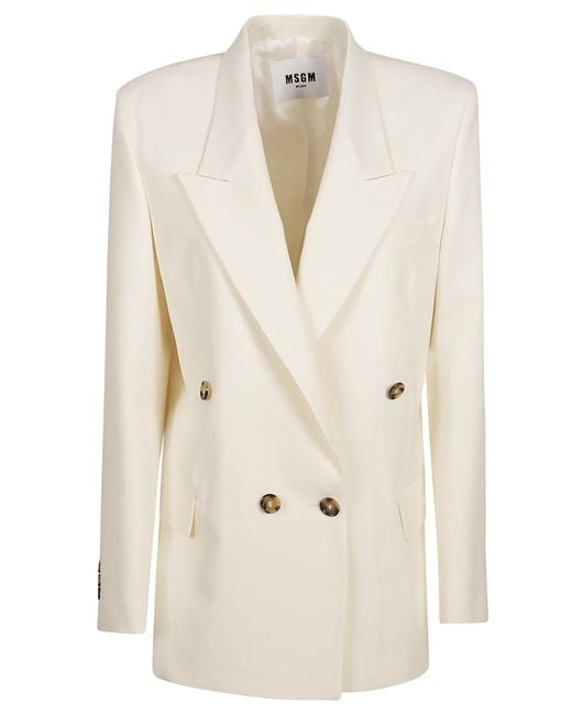 MSGM Natural Double-Breasted Classic Blazer