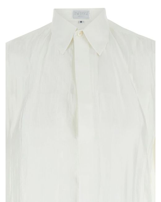 THE ROSE IBIZA White Maxi Shirt With Wrinkled Effect