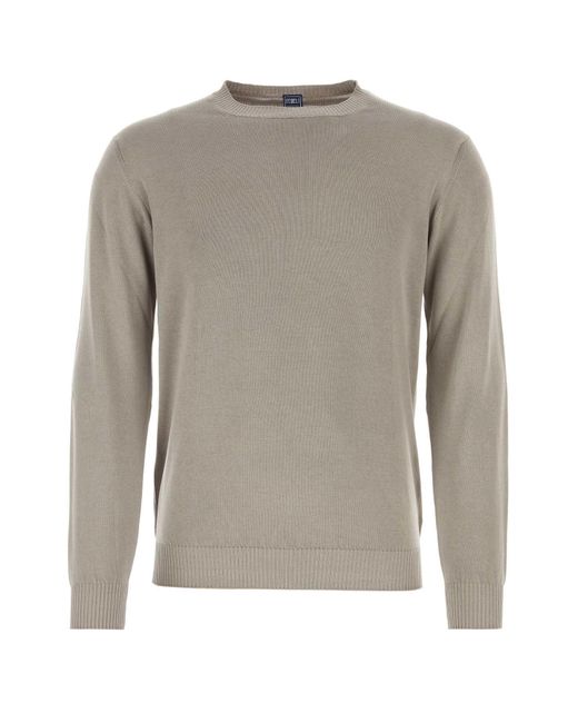 Fedeli Gray Dove Cotton Sweater for men