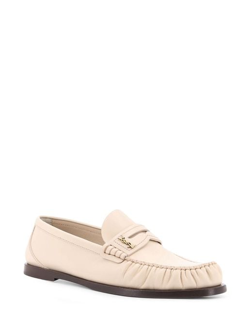 Saint Laurent Natural Laurent 05 Leather Loafers