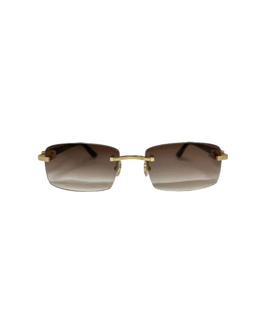 CARTIER Geometric Metal Sunglasses - Gold | Editorialist