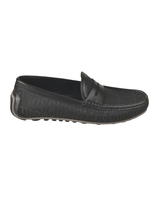 Moschino Black All-Over Logo Loafers for men