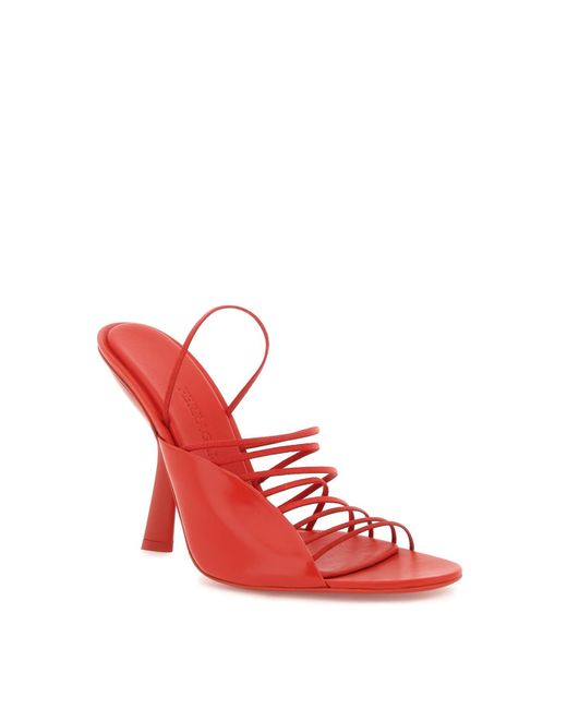 Ferragamo Red Mignn Leather Heel Sandals