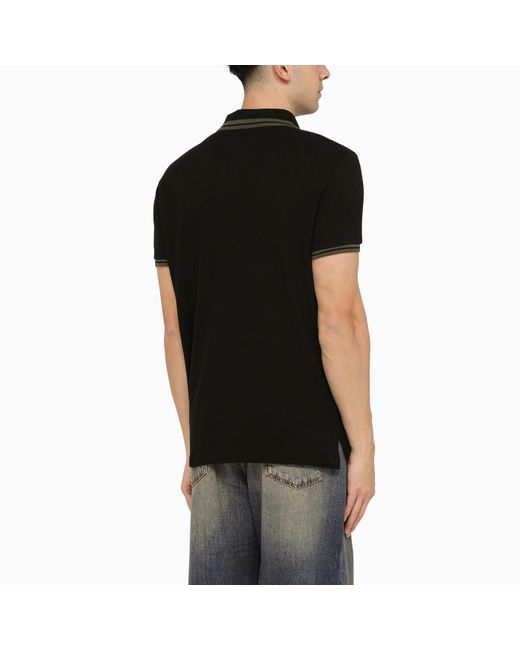 Etro Black Short Sleeved Polo Shirt With Logo Embroidery for men