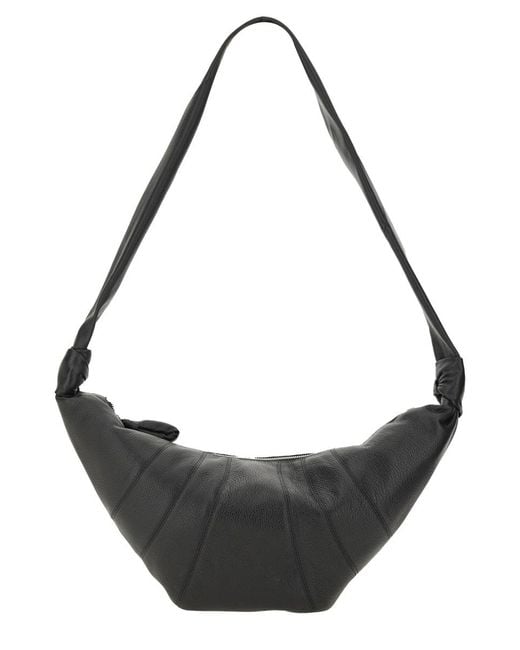 Lemaire Black Medium Croissant Shoulder Bag Leather Lamb