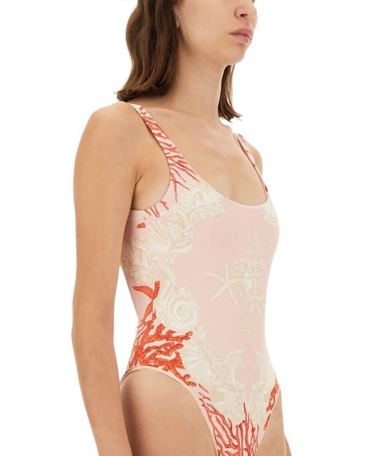 Versace White Sea Baroque One-Piece Swimsuit