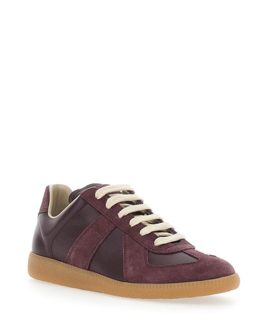 Maison Margiela Purple Low Top Sneakers Leather And Suede Calf Trainers