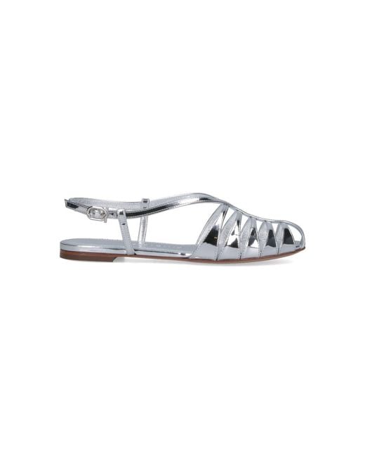 Ferragamo White Metallic Strappy Sandals