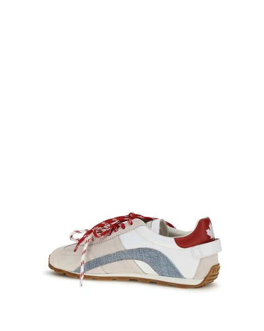 DSquared² White Sneakers Calf Leather-Denim- Trainers for men