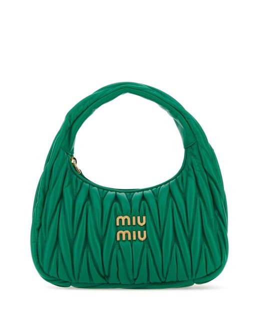 Miu Miu Green Grass Nappa Leather Handbag