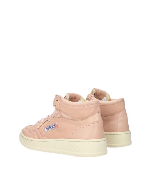 Autry Pink Medalist 01 Mid Sneakers