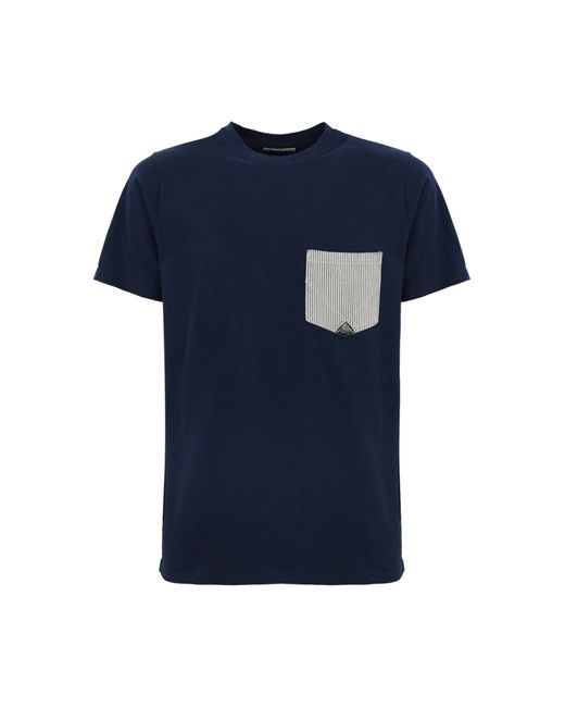 Roy Rogers Blue Cotton T-Shirt With Pocket for men
