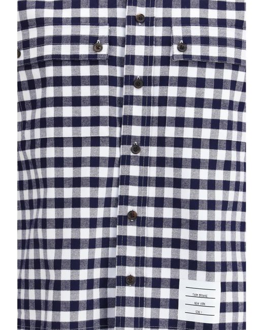 Thom Browne Blue Vichy Cotton Flannel Shirt for men
