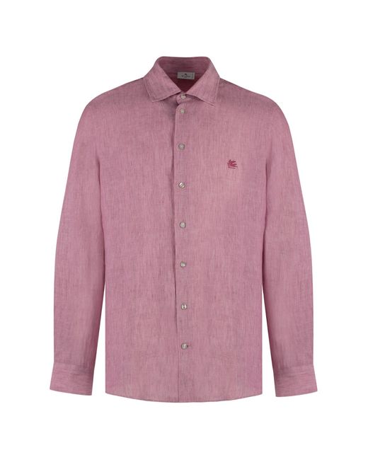 Etro Pink Ìlinen Shirt for men