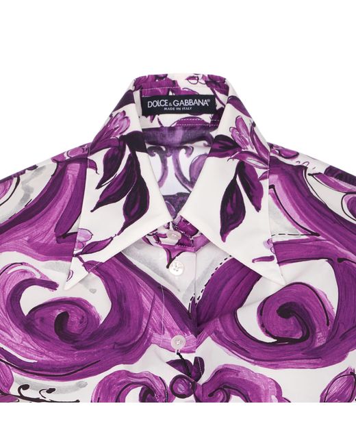Dolce & Gabbana Purple Top With 'Majolica' Print