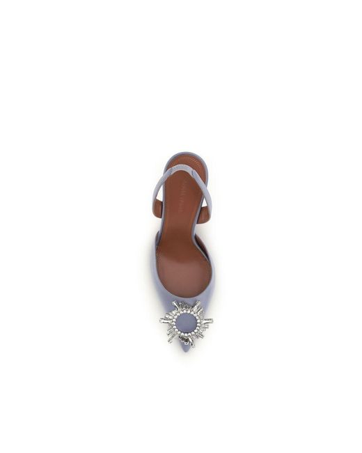 AMINA MUADDI White Purple Silk High Heel Pumps