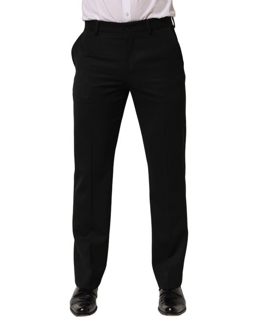 Dolce & Gabbana Black Wool Tapered Dress Trouser Pants Virgin for men
