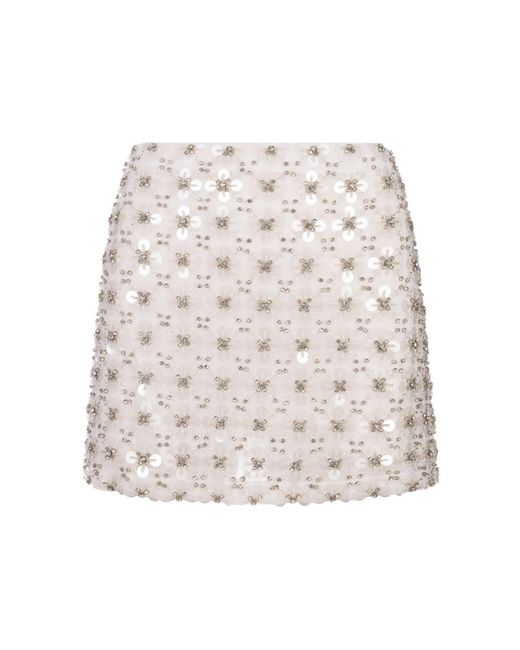 P.A.R.O.S.H. White Full Sequins Ginny Mini Skirt