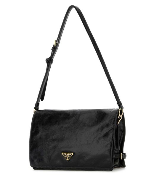 Prada Black Leather Medium Shoulder Bag