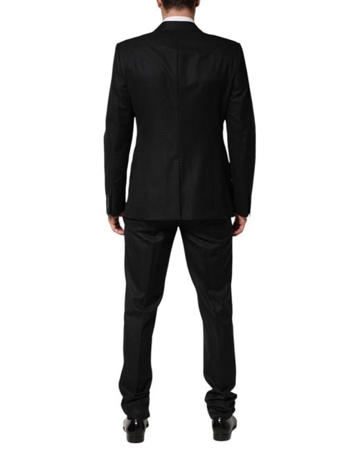 Dolce & Gabbana Black Jacquard Single Breasted 2 Piece Suit for men