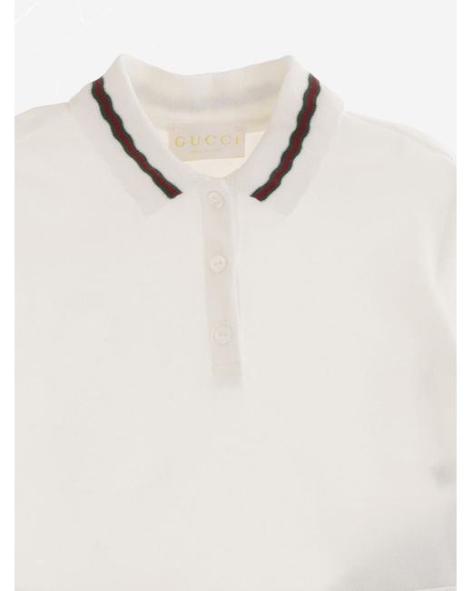 Gucci White Dress With Web Ribbon, Cotton