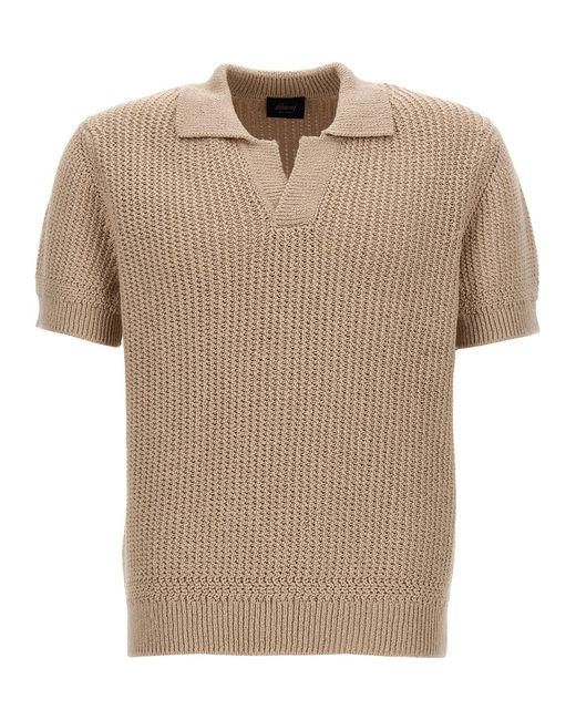 Brioni Natural Knitted Shirt Polo for men