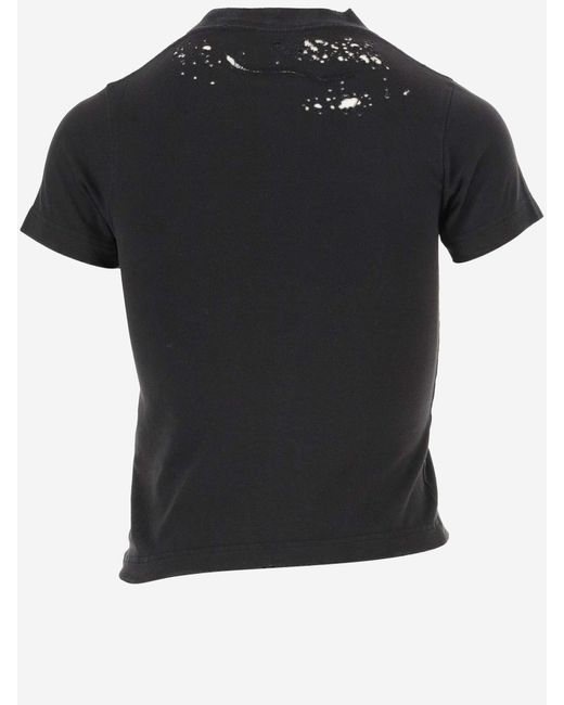 Balenciaga Black Gothic Type Shrunk Cotton-blend T-shirt