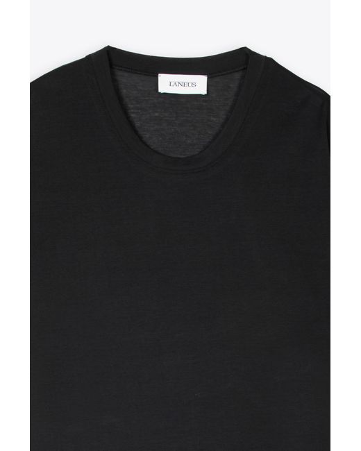 Laneus Black Crewneck Ultra-Light Cotton T-Shirt for men