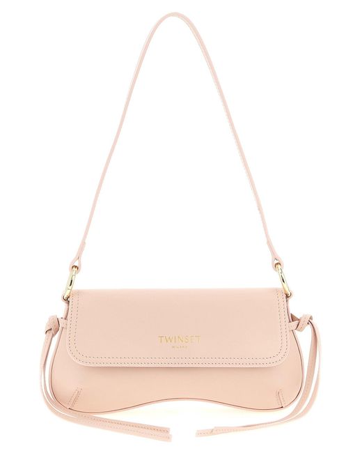 Twinset Pink Full Grain Nappa Calf Leather Shoulder Bag