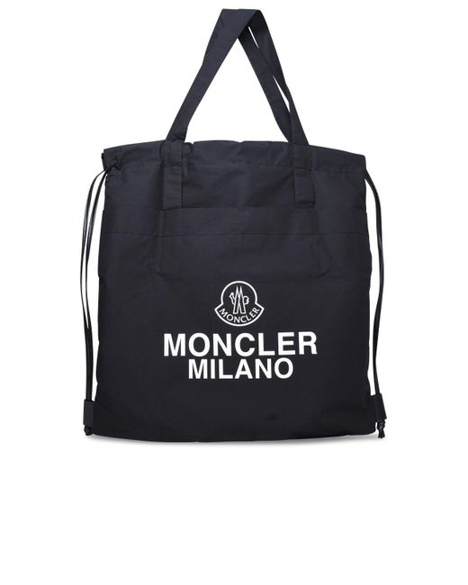Moncler Black Cotton Blend Tote Bag for men