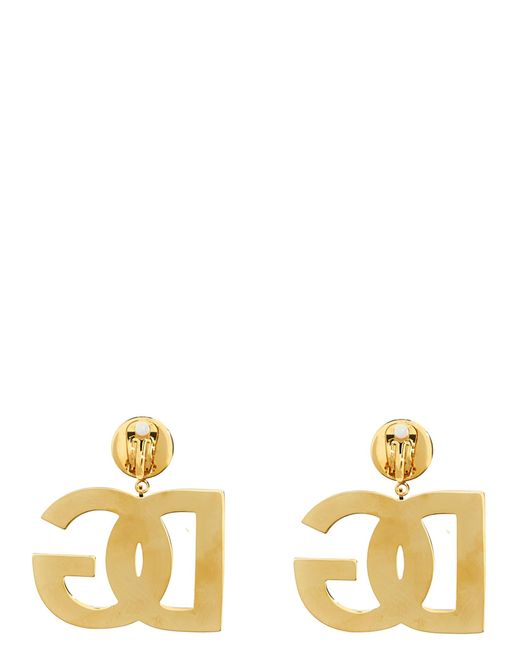 Dolce & Gabbana Metallic Crystal Logo Earrings