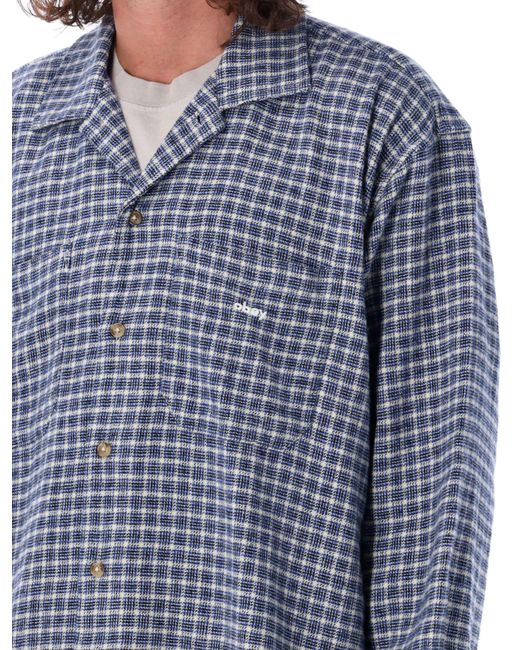 Obey Blue Micro Plaid Shirt for men