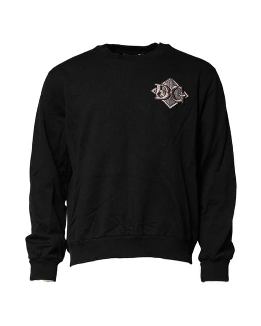 Dolce & Gabbana Black Logo Embroidery Sweatshirt Sweater Cotton Clothing for men