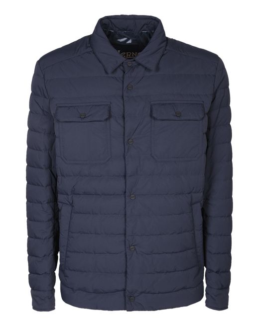 Herno Blue Long Sleeved Quilted Padded Jacket for men