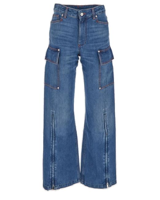 Stella McCartney Blue Flare Cargo Jeans