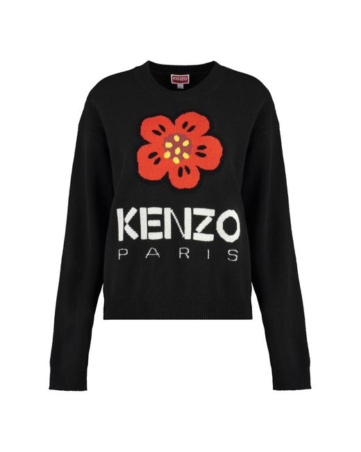 KENZO Black Crew-Neck Wool Sweater