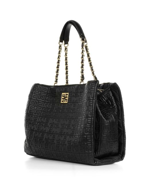 Ermanno Scervino Black Rosemary Large Leather Tote Bag