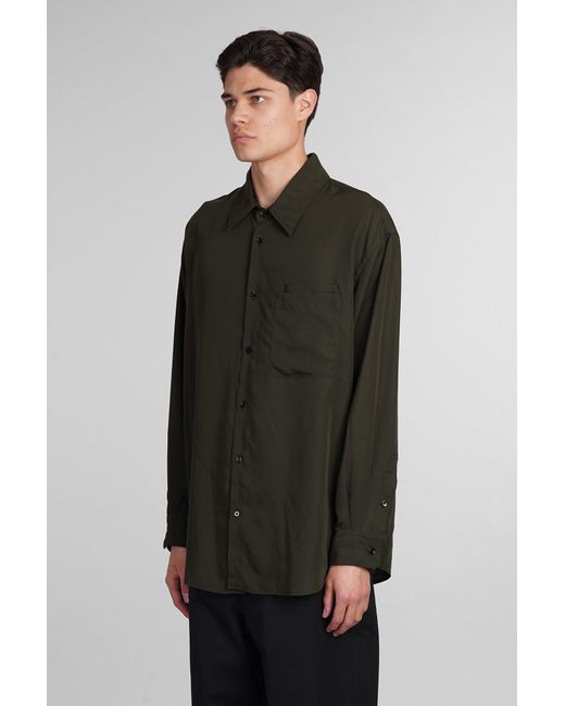 Lemaire Shirt In Green Wool And Polyester for men
