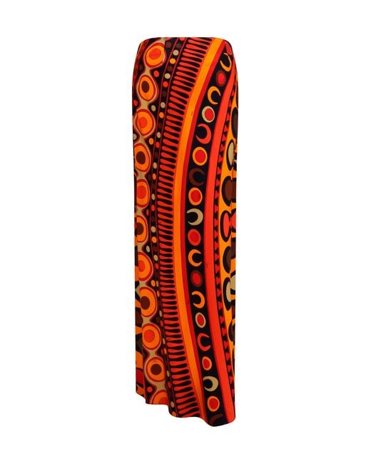 Emilio Pucci Red Satin Skirt With Solei Print Viscose