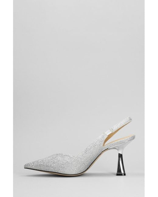 Michael Kors White Chelsea Sling Pumps In Silver Glitter